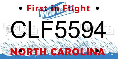 CLF5594 North Carolina License Plate