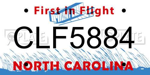 CLF5884 North Carolina License Plate