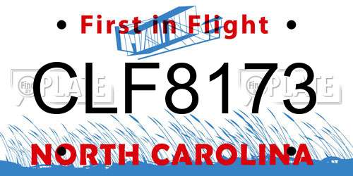 CLF8173 North Carolina License Plate