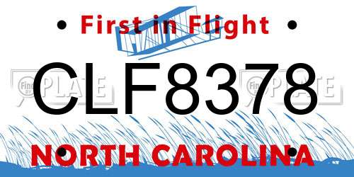 CLF8378 North Carolina License Plate