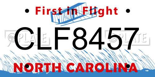 CLF8457 North Carolina License Plate