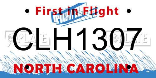 CLH1307 North Carolina License Plate