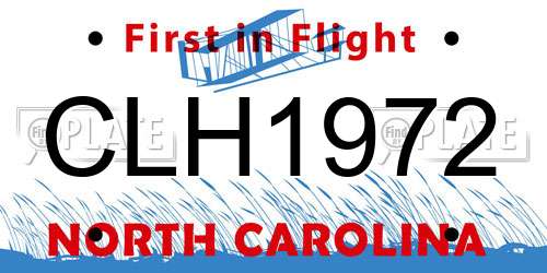 CLH1972 North Carolina License Plate