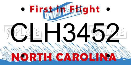 CLH3452 North Carolina License Plate