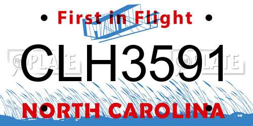 CLH3591 North Carolina License Plate