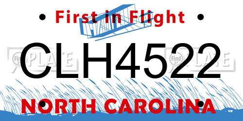 CLH4522 North Carolina License Plate