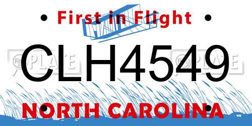 CLH4549 North Carolina License Plate