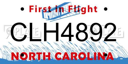 CLH4892 North Carolina License Plate
