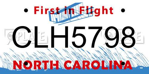 CLH5798 North Carolina License Plate