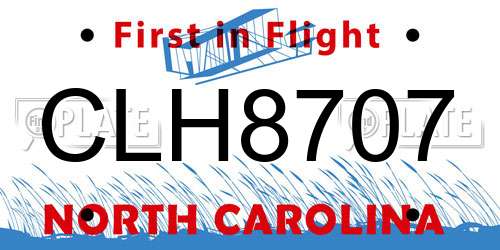 CLH8707 North Carolina License Plate