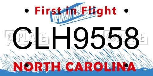 CLH9558 North Carolina License Plate
