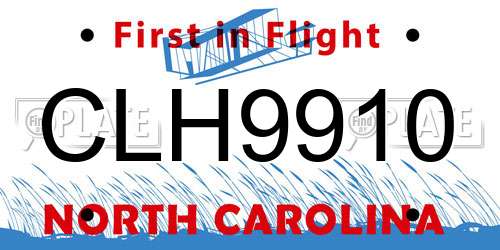 CLH9910 North Carolina License Plate