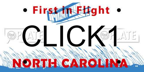 CLICK1 North Carolina License Plate