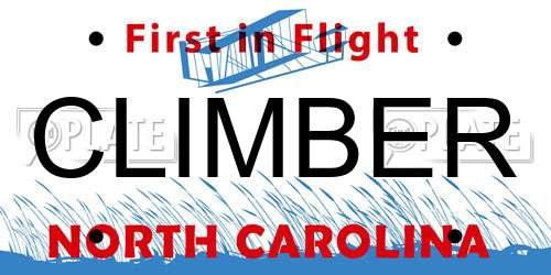 CLIMBER North Carolina License Plate