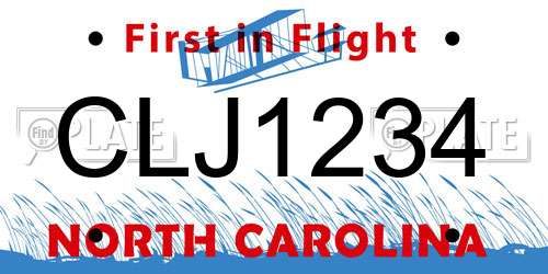 CLJ1234 North Carolina License Plate