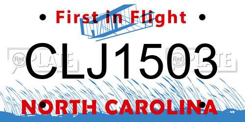 CLJ1503 North Carolina License Plate