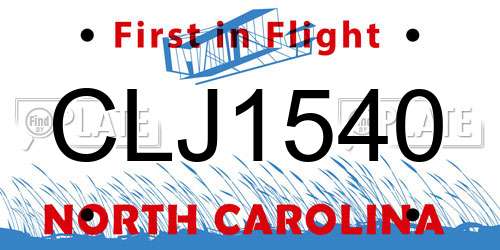 CLJ1540 North Carolina License Plate