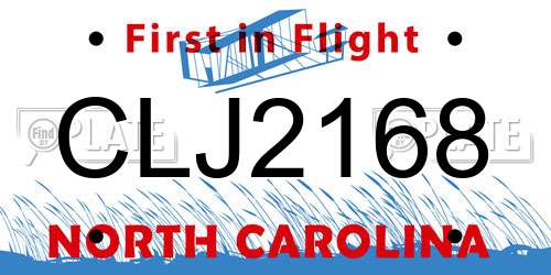 CLJ2168 North Carolina License Plate