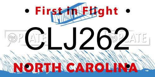 CLJ262 North Carolina License Plate