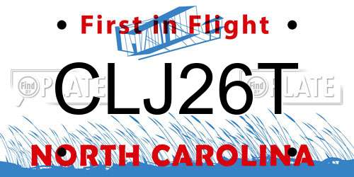 CLJ26T North Carolina License Plate