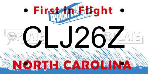 CLJ26Z North Carolina License Plate