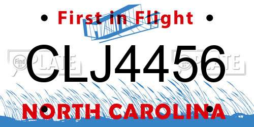 CLJ4456 North Carolina License Plate