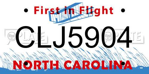 CLJ5904 North Carolina License Plate