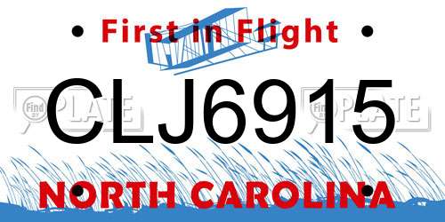 CLJ6915 North Carolina License Plate