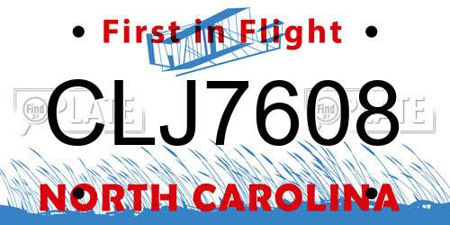 CLJ7608 North Carolina License Plate