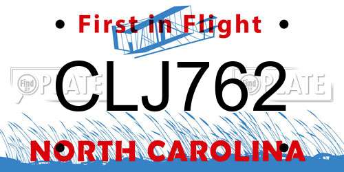CLJ762 North Carolina License Plate