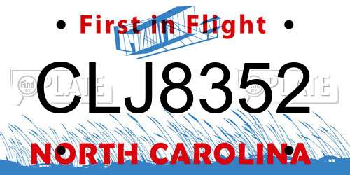 CLJ8352 North Carolina License Plate