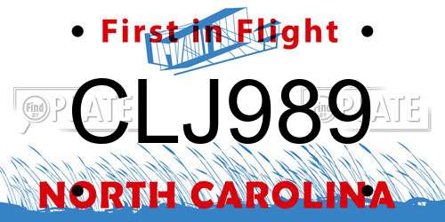 CLJ989 North Carolina License Plate