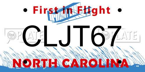 CLJT67 North Carolina License Plate