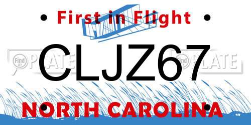CLJZ67 North Carolina License Plate