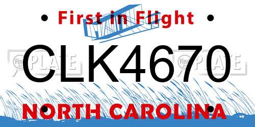 CLK4670 North Carolina License Plate