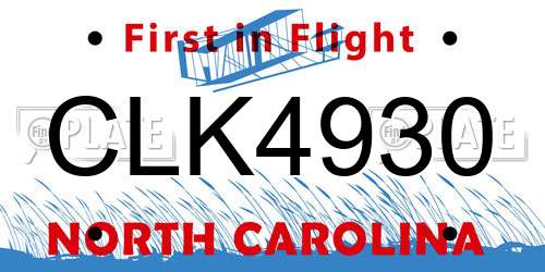 CLK4930 North Carolina License Plate