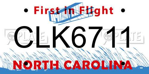 CLK6711 North Carolina License Plate