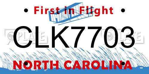 CLK7703 North Carolina License Plate
