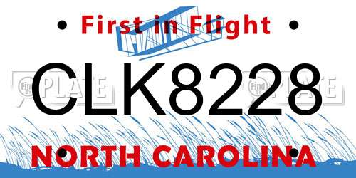 CLK8228 North Carolina License Plate