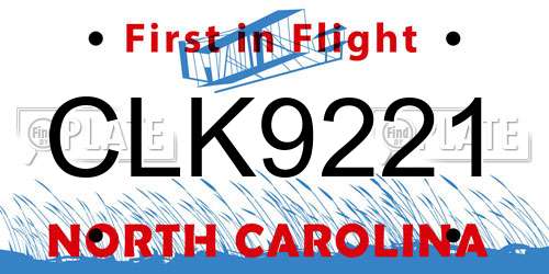 CLK9221 North Carolina License Plate