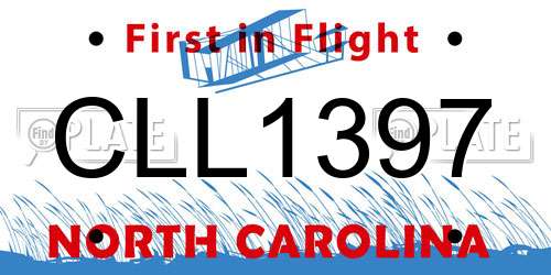 CLL1397 North Carolina License Plate