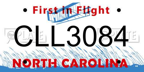 CLL3084 North Carolina License Plate