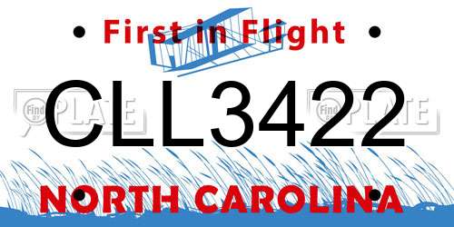 CLL3422 North Carolina License Plate