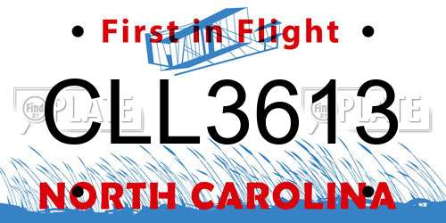 CLL3613 North Carolina License Plate