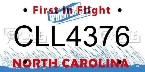 CLL4376 North Carolina License Plate