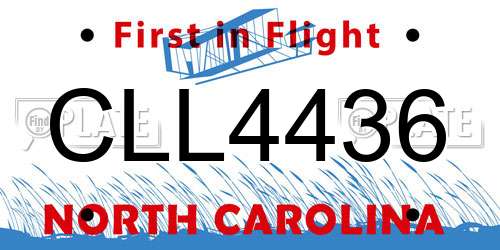CLL4436 North Carolina License Plate