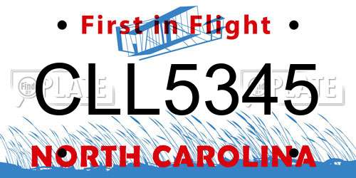 CLL5345 North Carolina License Plate
