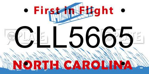 CLL5665 North Carolina License Plate