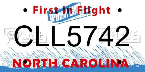 CLL5742 North Carolina License Plate