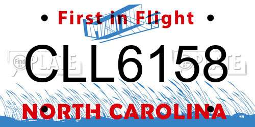 CLL6158 North Carolina License Plate
